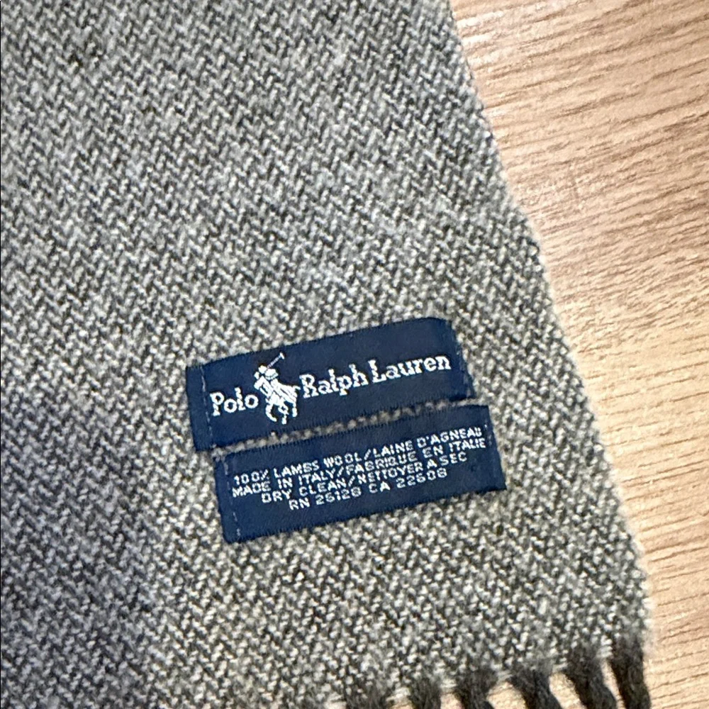 Polo by Ralph Lauren Charcoal Scarf with Black Fringe